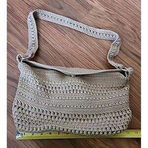 The Sak Original Women's Crochet  Hand Bag, Purse Bag, Medium, Tan Gold Flex